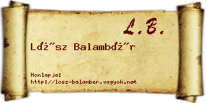 Lősz Balambér névjegykártya